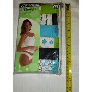 Joe Boxer Cotton Thong Panties SIZE 8 New In Package 6 Pair Kmart Fits 14-16 NIP